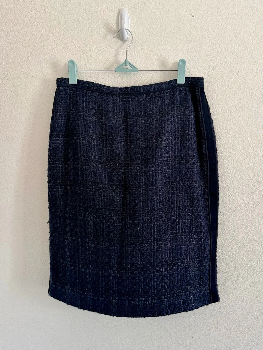 Tory Burch Navy Blue Metallic Tweed Skirt